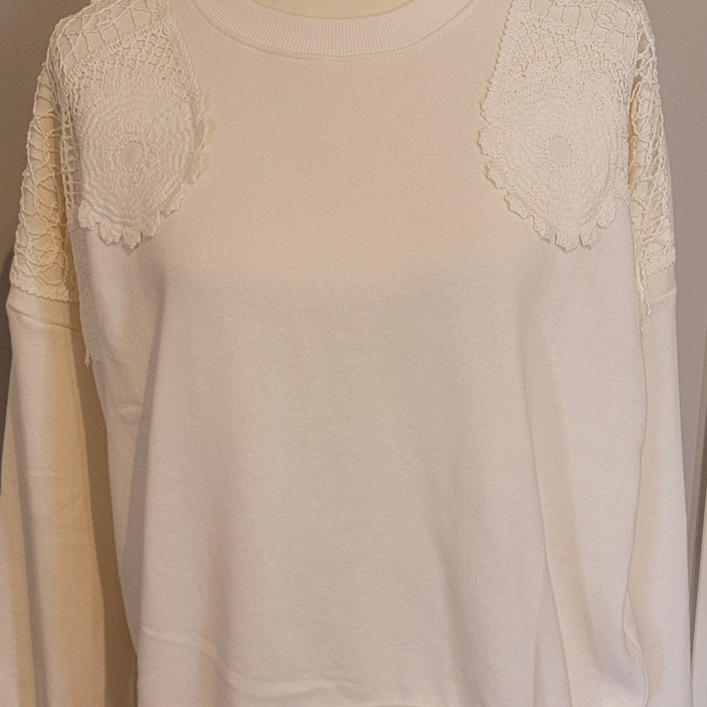 C&C California Ivory Lace Accent Sweatshirt